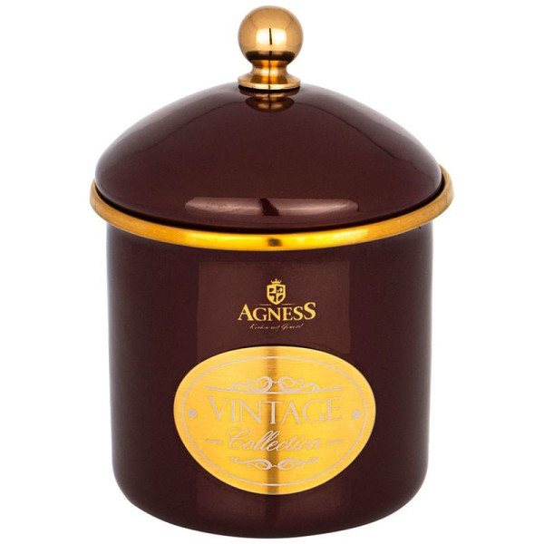 БАНКА ДЛЯ СЫПУЧИХ ПРОДУКТОВ AGNESS, ЭМАЛИРОВАННАЯ. СЕРИЯ ТЮДОР 9 Х 9СМ / 0
