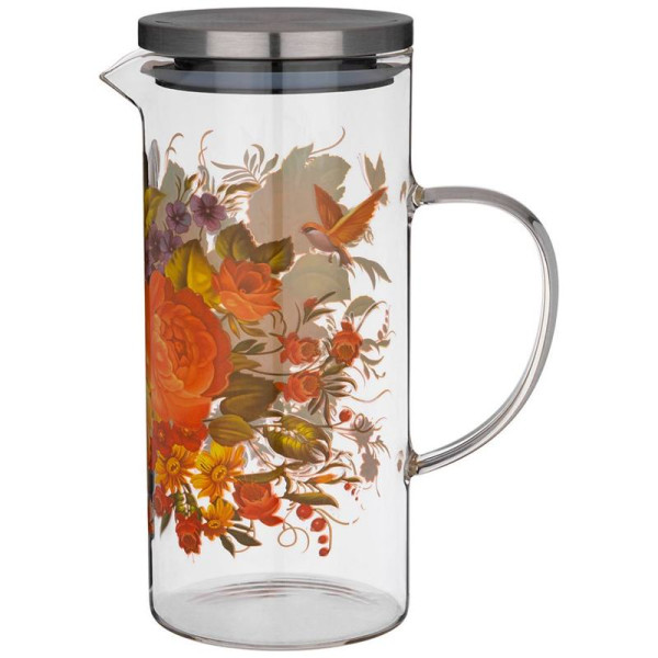 КУВШИН AGNESS 1400 МЛ РОСКОШНЫЙ САД ЖАРОПРОЧНОЕ БОРОСИЛИКАТНОЕ СТЕКЛО