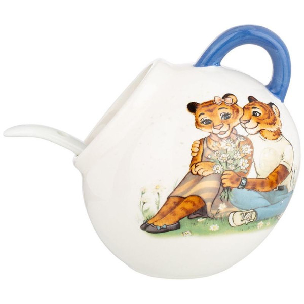 СОЛОНКА С ЛОЖКОЙ ТИГРИНЫЕ ИСТОРИИ 9*9*10 СМ. / 170 МЛ. (КОР=48ШТ.)