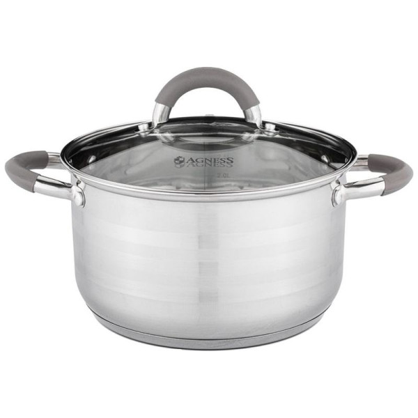 КАСТРЮЛЯ AGNESS CLASSIC СО СТЕКЛЯННОЙ КРЫШКОЙ 3,1 Л. 20X11,5 СМ