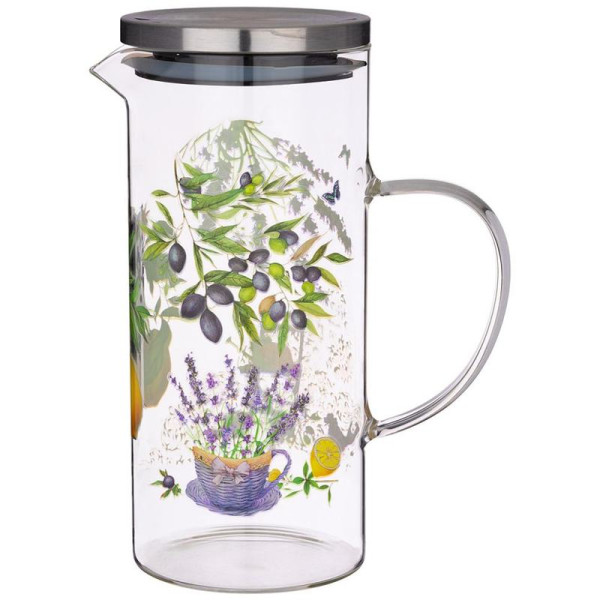 КУВШИН AGNESS ПРОВАНС ЛИМОНЫ 1400 МЛ ЖАРОПРОЧНОЕ БОРОСИЛИКАТНОЕ СТЕКЛО